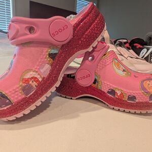 CROCS Kids Pink and Red Glitter Clogs